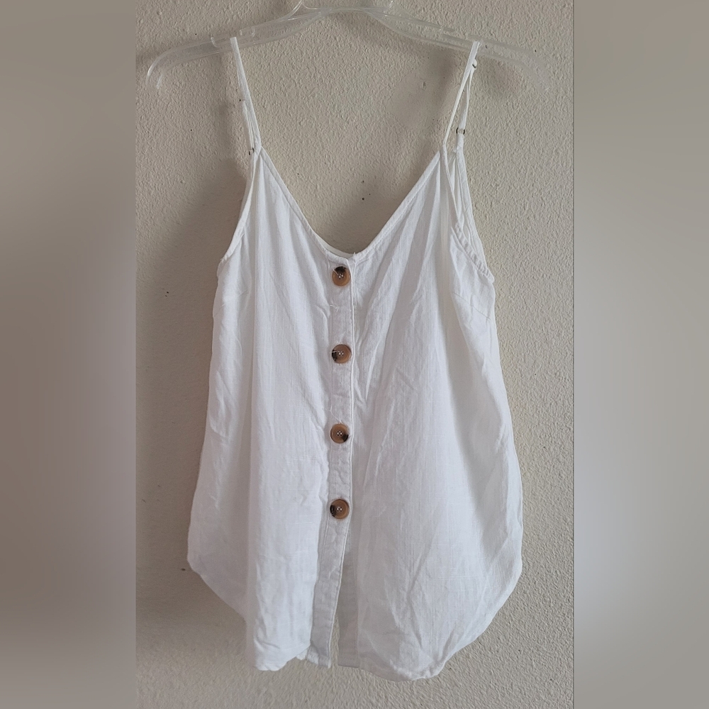 Hayden Sz Small White Button-Front Spaghetti Strap Camisole